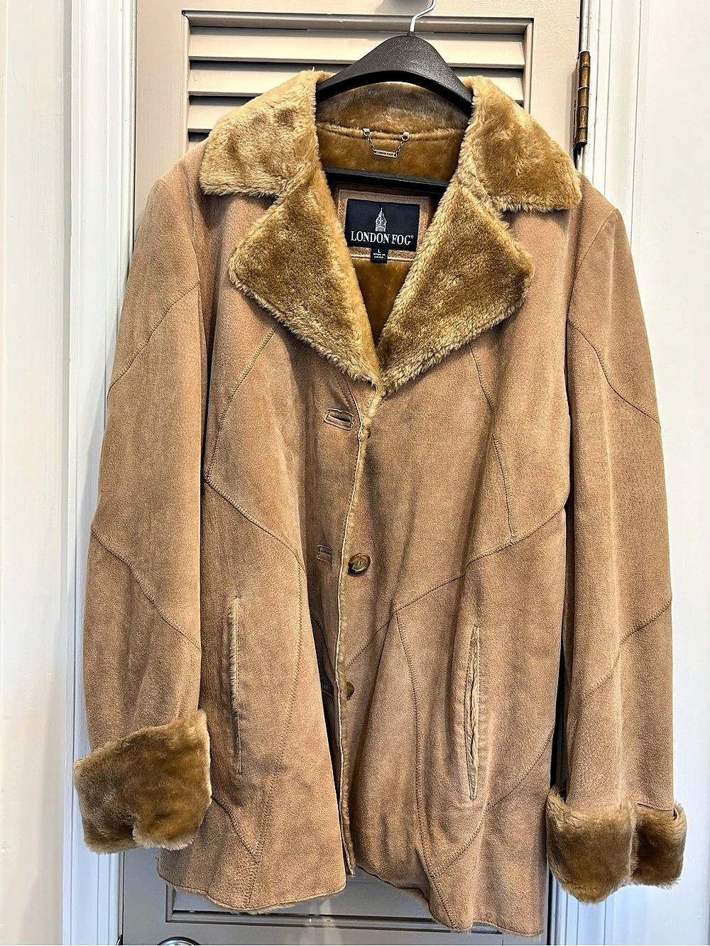 Vintage London Fog Genuine Leather Shearling Jacket in Brown